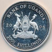 Uganda 2006. 2000Sh Ag "A labdarúgás halhatatlanjainak csarnoka - Franciaország 2000-es évek/Zinadine Zidane" T:PP ujjlenyomat Uganda 2006. 2000 Shilling Ag "Hall of Fame of football - France 2000s" C:PP fingerprint