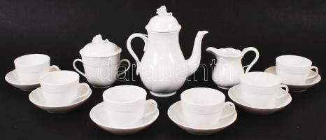 Herendi fehér mázas mokkás készlet, jelzett (mély nyomás), hibátlan