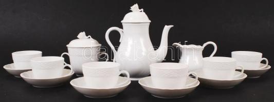 Herendi fehér mázas mokkás készlet, jelzett (mély nyomás), hibátlan