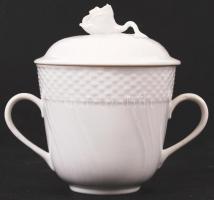 Herendi fehér mázas mokkás készlet, jelzett (mély nyomás), hibátlan