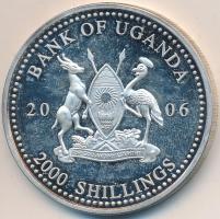 Uganda 2006. 2000Sh Ag "A labdarúgás halhatatlanjainak csarnoka - Franciaország 1990-es évek / Laurent Blanc" T:PP ujjlenyomat Uganda 2006. 2000 Shilling Ag "Hall of Fame of football - France 1990s / Laurent Blanc" C:PP fingerprint