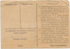 1946. 100.000AP nem kamatozó Pénztárjegy "Másra Át Nem Ruházható" T:III-