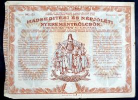 Budapest 1917. "Hadsegítési és Népjóléti nyereménykölcsön" nyereménykötvény 40K-ról, szárazpecséttel T:II-
