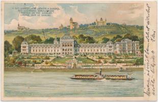 Budapest II. Szent Lukács fürdő, gőzhajó litho (b)
