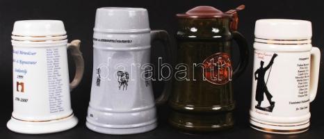 14 db sörös korsó különféle méretekben, kohászati, bányászati feliratokkal, hibátlanok, több jelzett