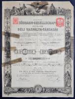 Ausztria/Bécs 1883. "Déli Vaspálya-Társaság" részvénye 500Fr-ról, felülbélyegzéssel, szelvényekkel T:III-,IV Austria/Wien 1883. "Südbahn-Gesellschaft" Actie 500 Franken with coupons C:VG,G