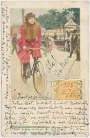 Lady on bicycle, Philipp & Kramer VII/3. So. Stpl (small tear)