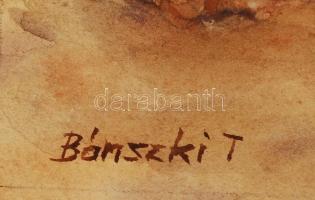 Bánszki Tamás: Mezei munka. Papír, akvarell, jelzett, paszpartuban, 30x21 cm