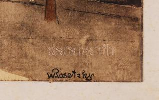 Rosetzky jelzéssel: Fő tér. Akvarell, papír, üvegezett keretben, 22×16 cm