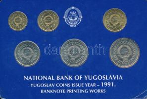 Jugoszlávia 1991. 10p-5D (6xklf) forgalmi sor dísztokban T:1 Yugoslavia 1991. 10 Para - 5 Dinara (6xdiff) coin set in case C:UNC