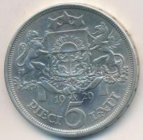 Lettország 1929. 5L Ag T:2 Latvia 1929. 5 Lati Ag C:XF Krause KM# 9