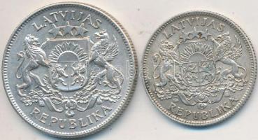 Lettország 1924. 1L Ag + 1926. 2L Ag T:2
Latvia 1924. 1 Lats Ag + 1926. 2 Lati Ag C:XF
Krause KM# 7,...