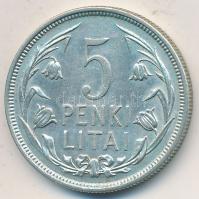 Litvánia 1925. 5L Ag T:2 Lithuania 1925. 5 Litai Ag C:XF