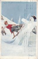 Sleighing, humour B.K.W.I. 2856-3. s: Schönpflug