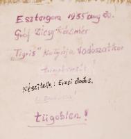 Vadászkutya, keretezett gobelin hímzés (hátoldalán felirattal), 22x31 cm