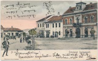 Ipolyság, Fő tér, Neumann Jakab és Herz Adolf utóda üzlete, Bor és sör csarnok, Iparoskör, kiadja Neumann Jakab / square, shops, wine and beer hall (EB)