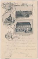 Möhrendorf, Restauration von Gh. Letsch, Schulhaus m. Kirche floral Art Nouveau (Rb)