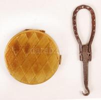 Réz kupa, cipőgomboló, apró réz tartó