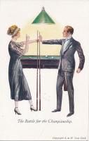 The battle for the championship; Billiard, A. & H. New York, artist signed