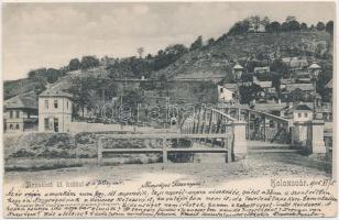 Kolozsvár, Erzsébet út híddal, Schuster Emil kiadása / street, bridge (EK)