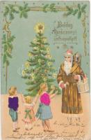 Christmas, Embossed litho silk card