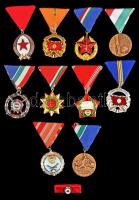 10db szocialista kitüntetés, egyik szalagsávval és miniatűrrel, mindegyik szalagon, közte 1957. "Szolgálati Érdemérem" mellszalagon szalagsávval és miniatűrrel dísztokban, 1979. "Fegyverbarátságért Érdemérem ezüst fokozata" ezüstözött Br kitüntetés miniatűrrel T:vegyes