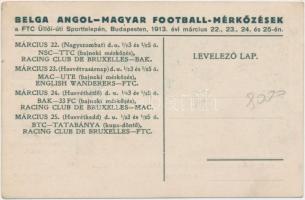 1912 London, English-Wanderers és Ferencvárosi Torna Club labdarúgó csapata, hátoldalon bajnoki mérk...