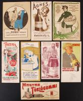 8 db számolócédula (Gottschling rum, Patria pótkávé, Turul gyertya, Pátria pezsgő, Mohai Ágnes forrás stb.)