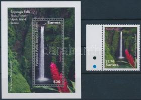 Waterfall margin stamp + block, Vízesés ívszéli bélyeg + blokk