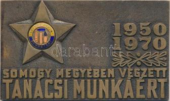 1970. "Somogy megyében végzett tanácsi munkáért 1950-1970" zománcozott Br plakett (67x113mm)