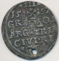 Lengyel Királyság / Riga 1597. 3Gr Ag "III. Zsigmond" (2.3g) T:2- lyuk
Poland / Riga 1597....