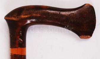 Fa turistabot Hohe Tatra faragott felirattal, kis sérüléssel, h: 92 cm