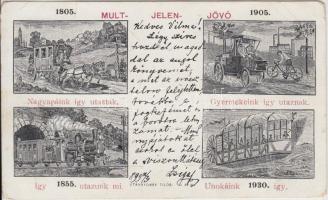 1899 - 1805-1905 Múlt, jelen, jövő; kis képes közlekedéstörténet / evolution of transport