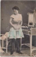 Lady in lingerie, Erotic card