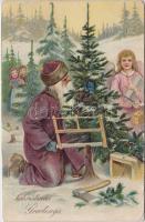 Christmas, Santa Claus Emb. litho
