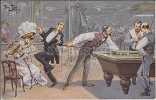 Billiard room, humour Theo Stroefer Serie 1942. s: Arthur Thiele