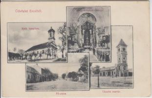 Ercsi, Katolikus templom belső, Fő utca, Tűzoltó szertár, Frank Károly kiadása (ázott / wet damage)