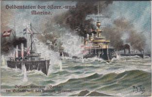 Heldenstaten der österreichische-ungarische Marine, Kreuzer 'Zenta' / K.u.K. navy, SMS Zenta art postard s: Arthur Thiele