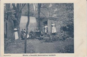 Kolozsvár, Szociális Szeminárium kertje; a Stephaneum kiadása / religious social seminary, garden