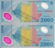 Románia 1999. 2000L "Napfogyatkozás" (2x) T:I Romania 1999. 2000 Lei "Solar eclipse" (2x) C:UUN Krause 111
