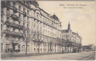 Vienna, Wien; Gebäude der Handels und Gewebekammer / Building trade and industry chamber, tram, Trafik, B.K.W.I. 731. (EK)