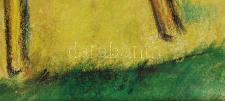 Olvashatatlan jelzéssel: Barátnők. Pasztell, papír, üvegezett keretben, 40×30 cm