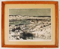 Novák Lajos (1927-1989): Tél. Rézkarc, papír, jelzett, 28×40 cm