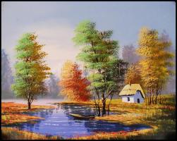 Kiss Károly: 5 db tájképe. Vegyes technika, karton, jelzett, 40×50 cm