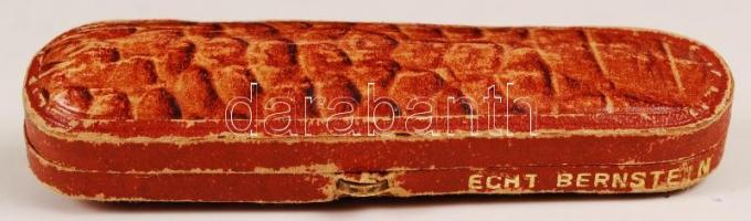 Ezüst (Ag) végű szipka eredeti tokjában, h: 6,5 cm