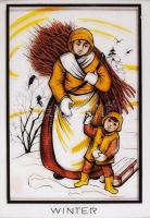 2 db ónkeretes színes üvegkép, 18x24 cm