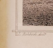 cca 1840 Ludwig Rohbock: Marosvásárhely főpiac és zárda, acélmetszet, üvegezett keretben, 13×18 cm /...