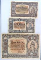 1913-1923. 20f-1000K 22db-os Korona tétel T:vegyes