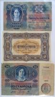1913-1923. 20f-1000K 22db-os Korona tétel T:vegyes