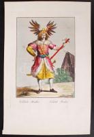 Arab katona, színezett rézmetszet, 20x28 cm